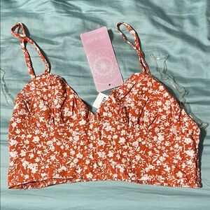 Fashion on Earth Orange Floral Crop Top Bralette